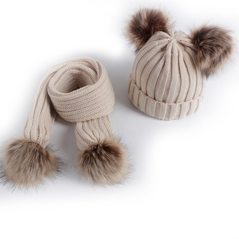 Children's Fashionable Warm Hat And Scarf Set